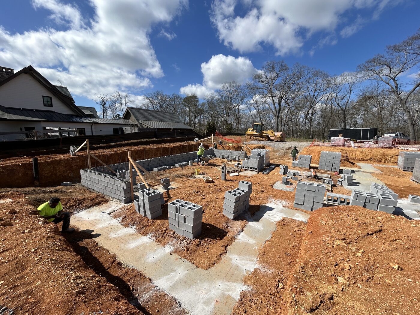 Block foundation crew — active CMU work, Tennessee