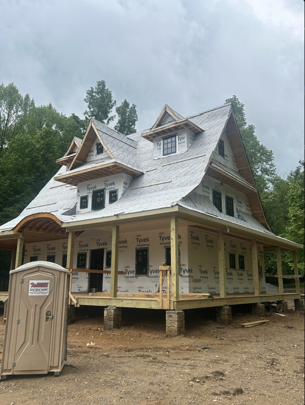 Complete framing with Tyvek dry-in wrap — Tennessee custom home